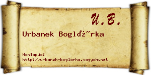 Urbanek Boglárka névjegykártya